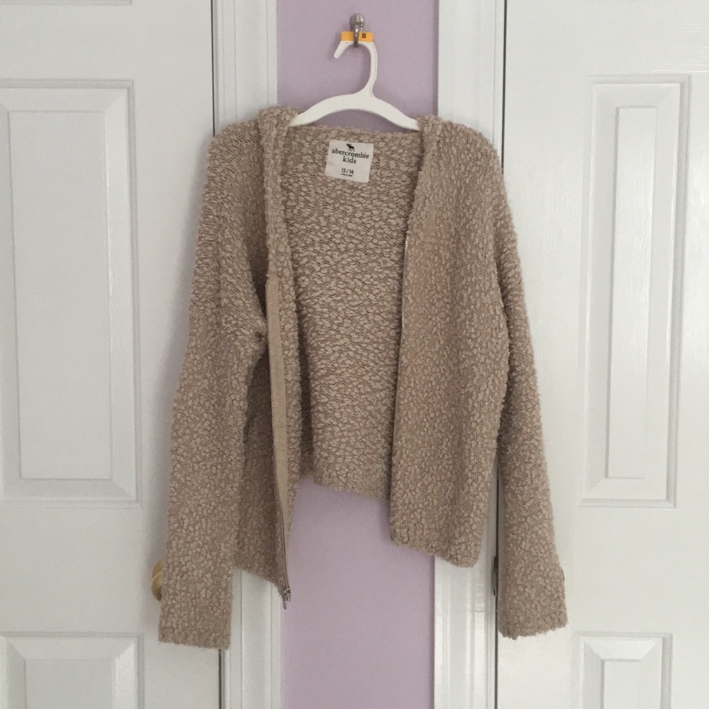 abercrombie girl’s light brown fuzzy jacket